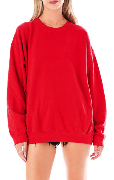 RED CREW NECK SWEATSHIRT