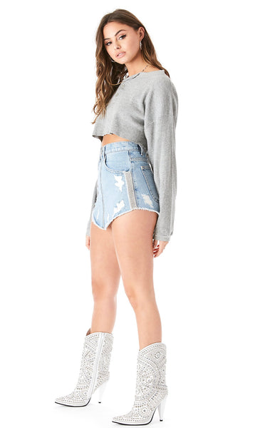 BEATRICE ZIP FRONT SKIRT WITH RHINESTONE TRIM