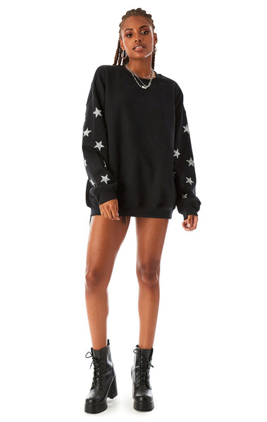 SILVER STAR PATCH CLUSTER PULLOVER SWEATSHIRT