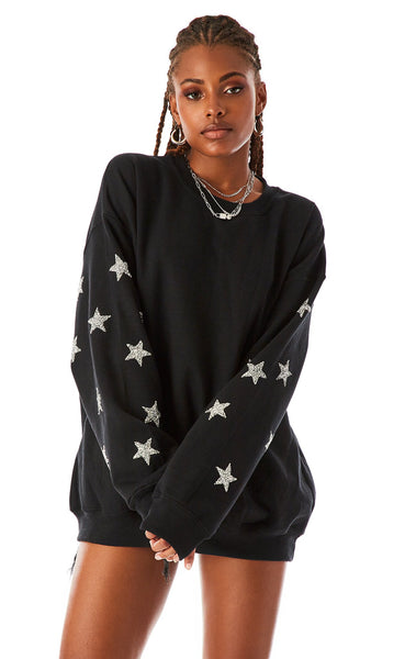 SILVER STAR PATCH CLUSTER PULLOVER SWEATSHIRT