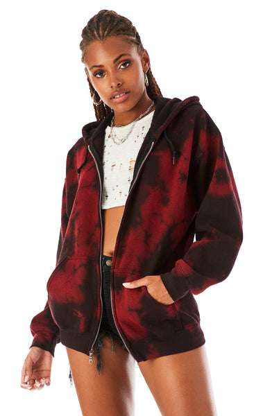 BLOTCH DYE ZIP UP SWEATSHIRT