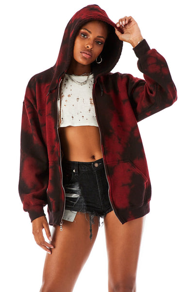 BLOTCH DYE ZIP UP SWEATSHIRT