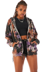 SMOKE TIE DYE ZIP UP SWEATSHIRT