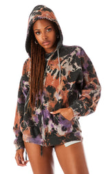 SMOKE TIE DYE ZIP UP SWEATSHIRT
