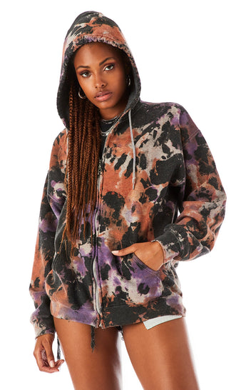 SMOKE TIE DYE ZIP UP SWEATSHIRT