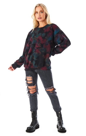 CRYSTAL TIE DYE CREW NECK SWEATSHIRT