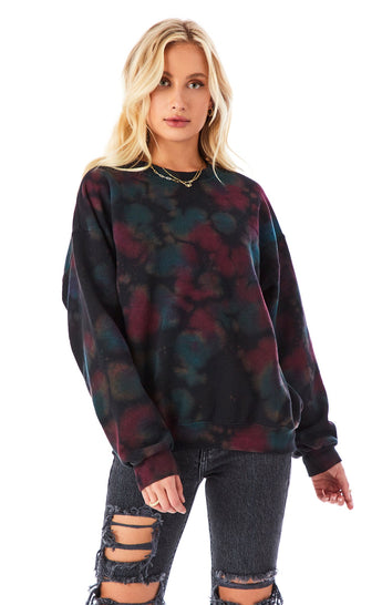 CRYSTAL TIE DYE CREW NECK SWEATSHIRT