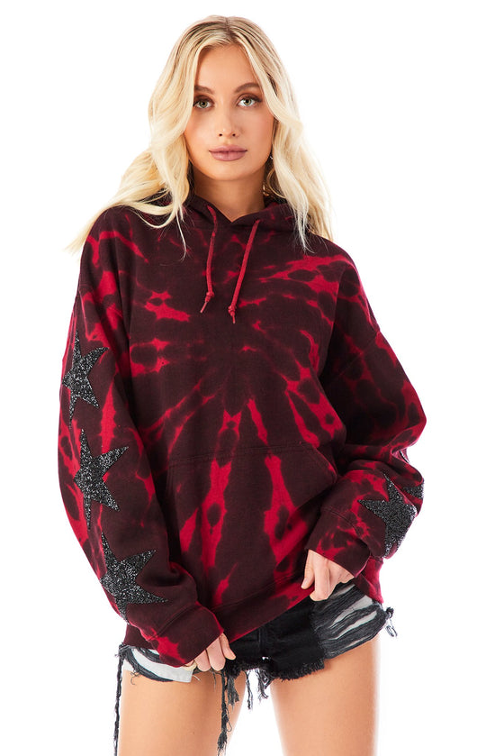 SPIRAL TIE DYE STAR PATCH HOODIE