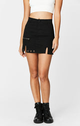 Carmar Denim: EYELET HORIZONTAL ZIP SKIRT - IMPORT SKIRTS