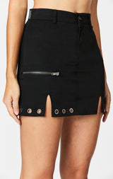 Carmar Denim: EYELET HORIZONTAL ZIP SKIRT - IMPORT SKIRTS