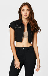 Carmar Denim: CROPPED ZIP FRONT SHIRT WITH GROMMETS - WOVEN TOP