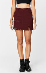 Carmar Denim: EYELET HORIZONTAL ZIP SKIRT - IMPORT SKIRTS