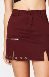 Carmar Denim: EYELET HORIZONTAL ZIP SKIRT - IMPORT SKIRTS