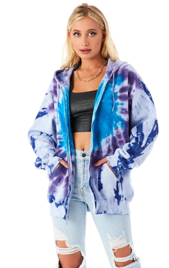 FIREWORK TIE DYE ZIP UP SWEATSHIRT