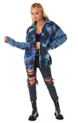 SPLICED CLOUD TIE DYE ZIP UP SWEATSHIRT
