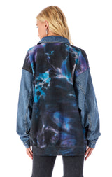 SPLICED CLOUD TIE DYE ZIP UP SWEATSHIRT