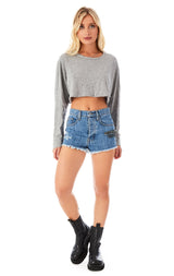 TITANIA LINSLEY TEARDROP FRINGE DENIM SHORT