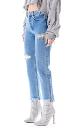EMELIA KINSLEY RHINESTONE FRINGE JEAN