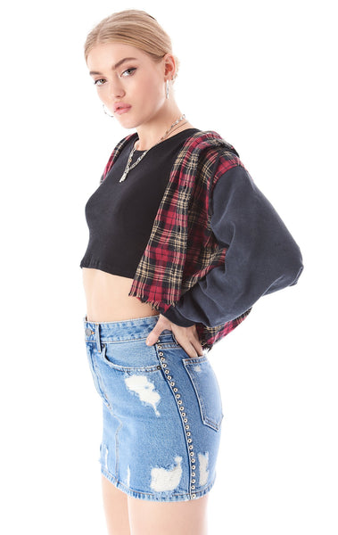 COLIN STUD SIDE DENIM SKIRT