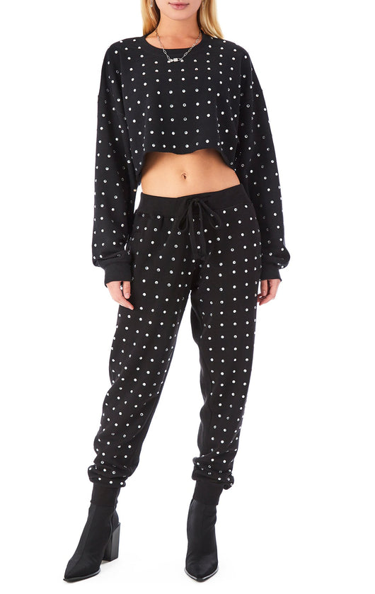 ALLOVER RHINESTONE CROP SWEATSHIRT