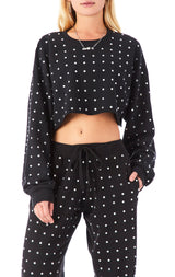 ALLOVER RHINESTONE CROP SWEATSHIRT