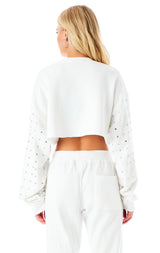 ALLOVER RHINESTONE CROP SWEATSHIRT