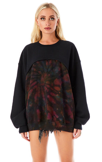 SPLICED KALEIDOSCOPE TIE DYE SWEATSHIRT