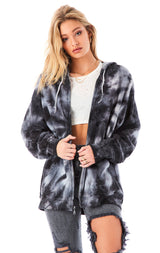 SPIRAL TIE DYE ZIP UP SWEATSHIRT