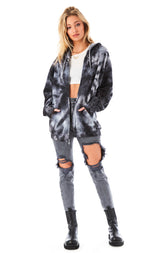 SPIRAL TIE DYE ZIP UP SWEATSHIRT