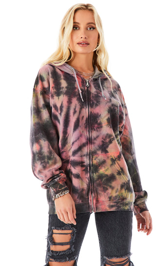 MULTI MUTED SPIRAL ZIP UP SWEATSHIRT