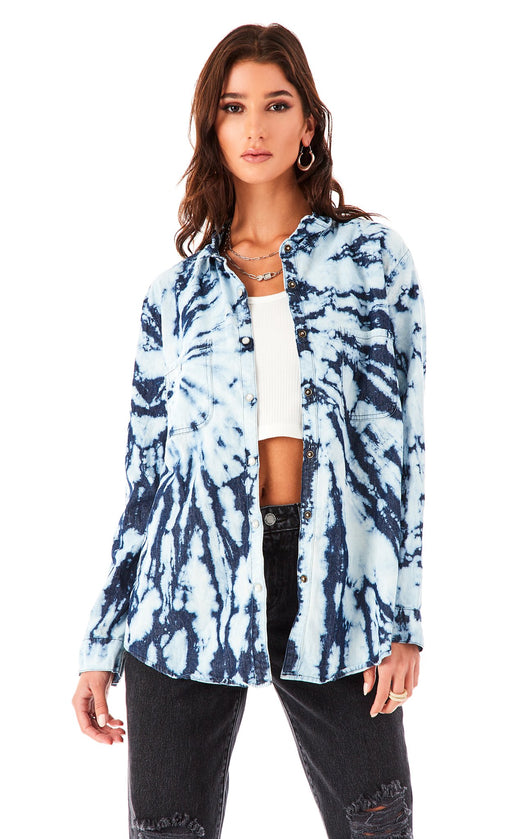 BLEACH DYE BUTTON BACK CHAMBRAY