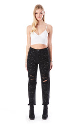 EMELIA RHINESTONE AND STUD MIX JEAN