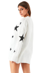 V-NECK MIXED STAR PATCH SWEATER