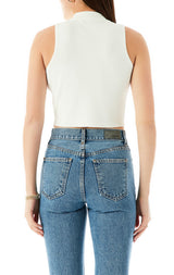 MOCKNECK SLEEVELESS SWEATER