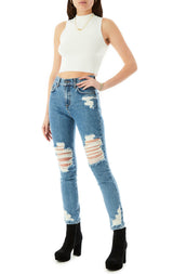 MOCKNECK SLEEVELESS SWEATER