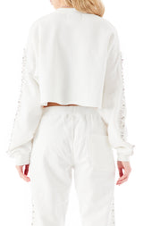 CROP PIN SLEEVE SWEATSHIRT
