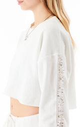 CROP PIN SLEEVE SWEATSHIRT