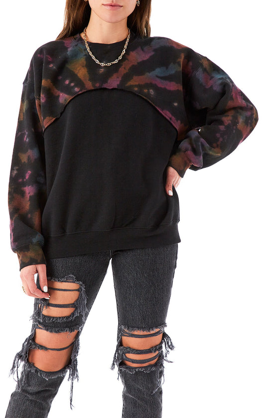SPLICED KALEIDOSCOPE TIE DYE SWEATSHIRT