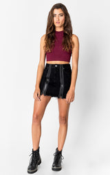 Carmar Denim: BLACK COLIN DOUBLE ZIP FRONT SKIRT - DENIM SKIRT