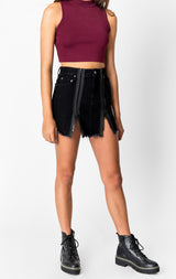 Carmar Denim: BLACK COLIN DOUBLE ZIP FRONT SKIRT - DENIM SKIRT