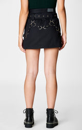 Carmar Denim: BELTED ZIP SKIRT WITH GROMMETS AND SUSPENDERS - IMPORT SKIRT