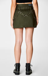 Carmar Denim: BELTED ZIP SKIRT WITH GROMMETS AND SUSPENDERS - IMPORT SKIRT