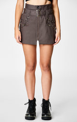 Carmar Denim: BELTED ZIP SKIRT WITH GROMMETS AND SUSPENDERS - IMPORT SKIRT