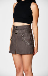 Carmar Denim: BELTED ZIP SKIRT WITH GROMMETS AND SUSPENDERS - IMPORT SKIRT