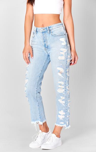 MEMPHIS EMELIA SIDE SHREDDED CROP JEAN