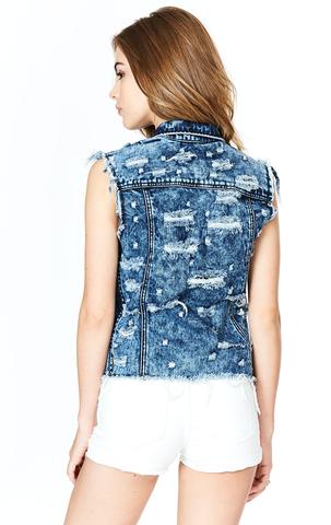 KIMMIE SLASHED DENIM VEST