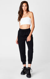 Carmar Denim: BLACK DRAWSTRING CROP PANT - IMPORT PANT