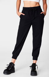 Carmar Denim: BLACK DRAWSTRING CROP PANT - IMPORT PANT
