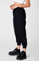 Carmar Denim: BLACK DRAWSTRING CROP PANT - IMPORT PANT