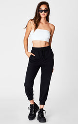 Carmar Denim: BLACK DRAWSTRING CROP PANT - IMPORT PANT